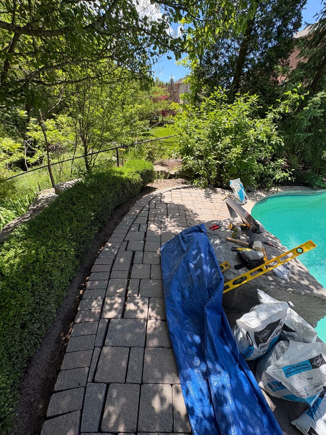 Interlock lifted and re-laid on a fresh base mid-restoration