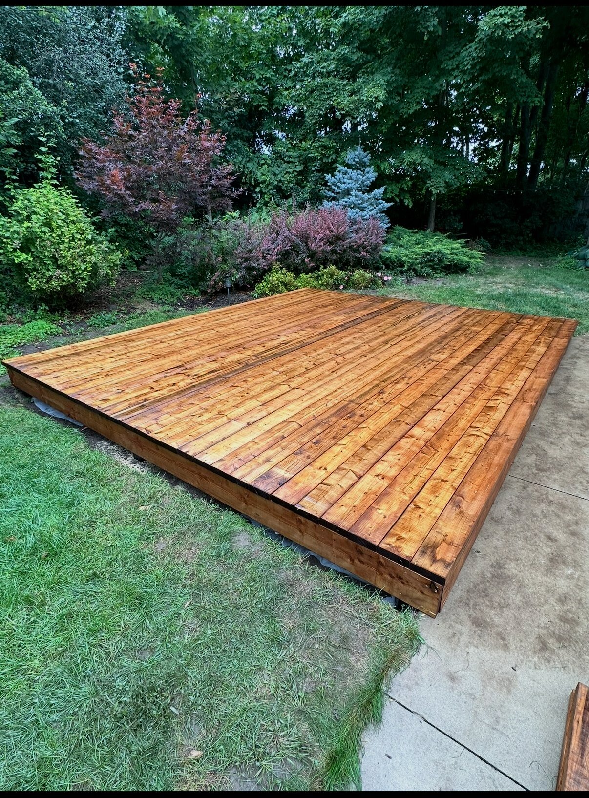 Stained floating deck